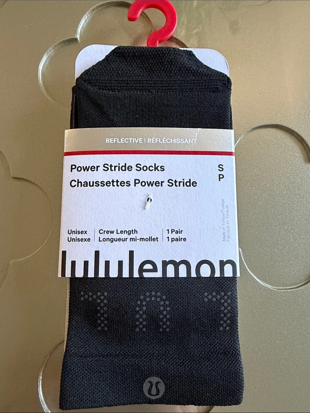 🆕 LULULEMON Power Stride Crew Socks *Reflective Black NWT Unisex